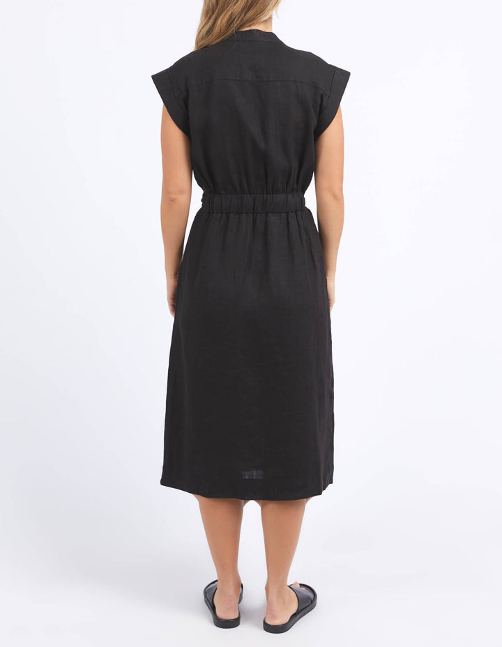 Foxwood - Harlow Linen Midi Dress Black