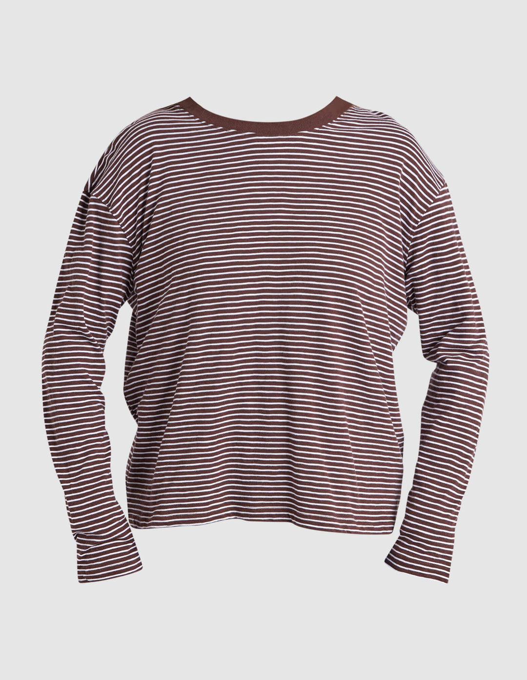 Foxwood - Hutch Long Sleeve Tee Coffee / White Stripe