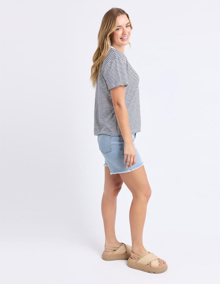 Foxwood - Hutch Tee White / Black Stripe