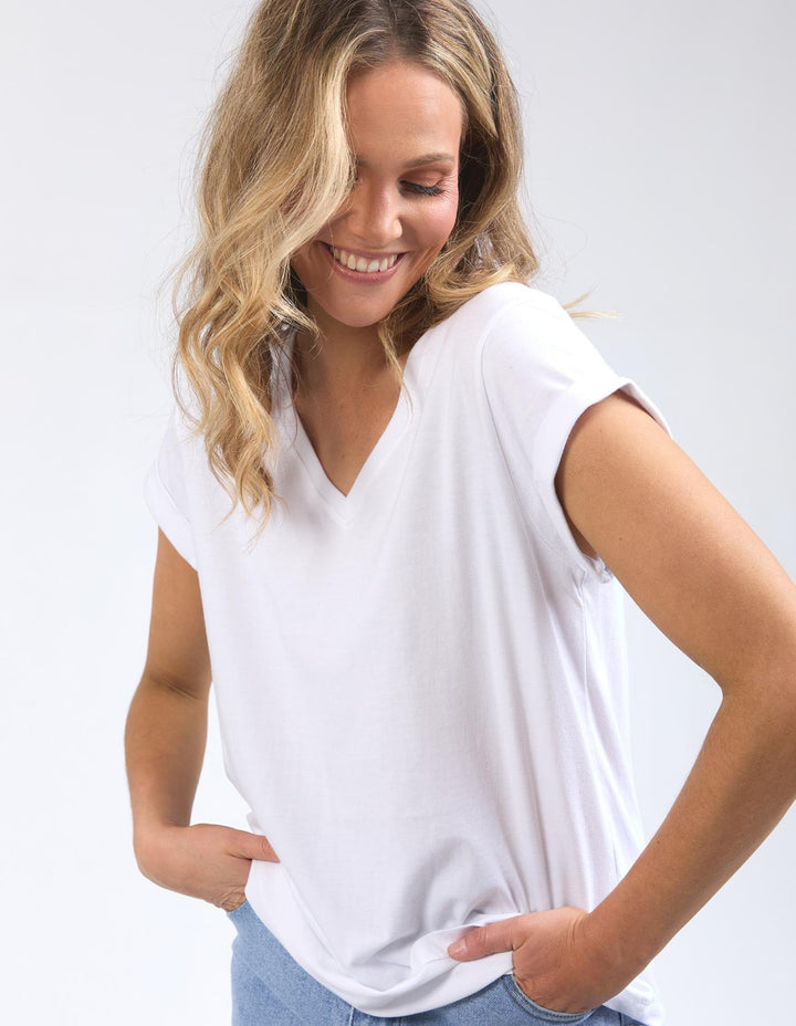 Foxwood - Manly Vee Tee White