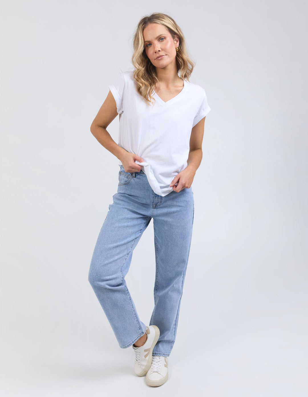 Foxwood - Manly Vee Tee White