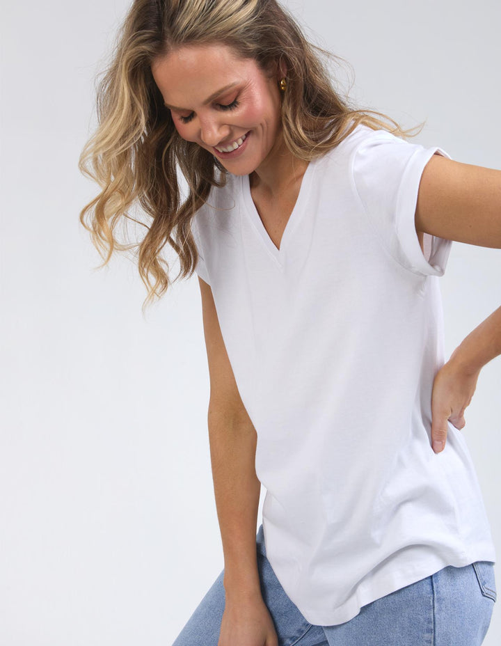 Foxwood - Manly Vee Tee White