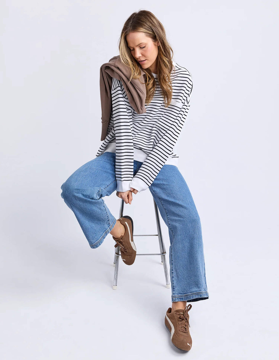 Foxwood - Original Stripe Crew White / Black