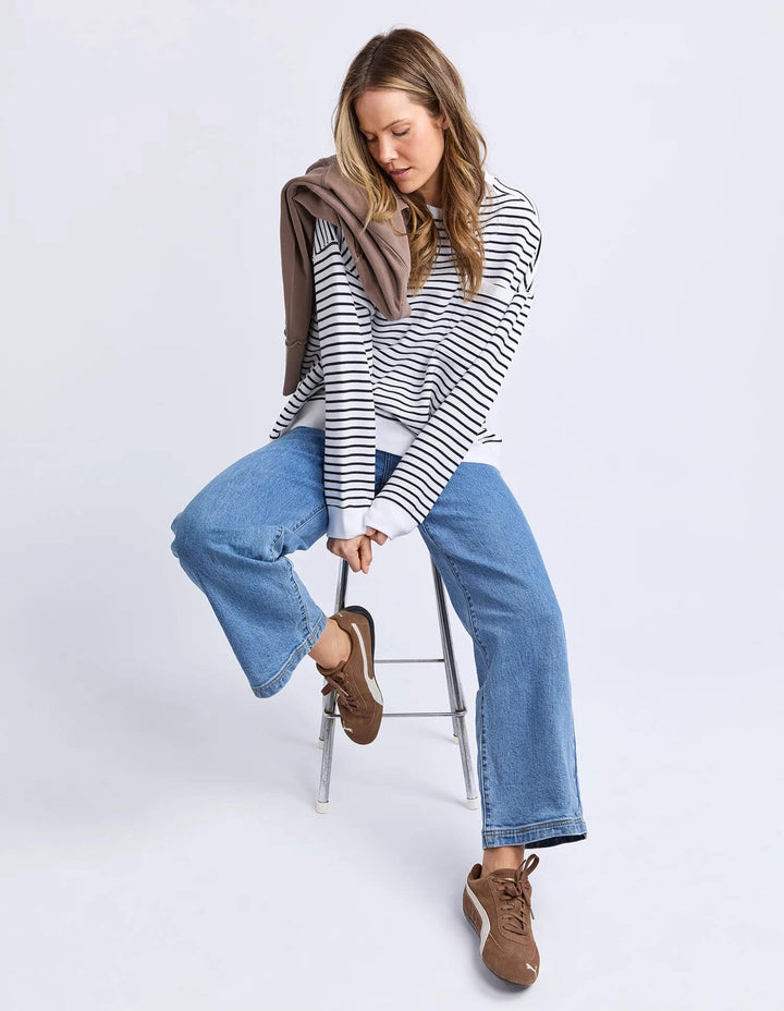Foxwood - Original Stripe Crew White / Black