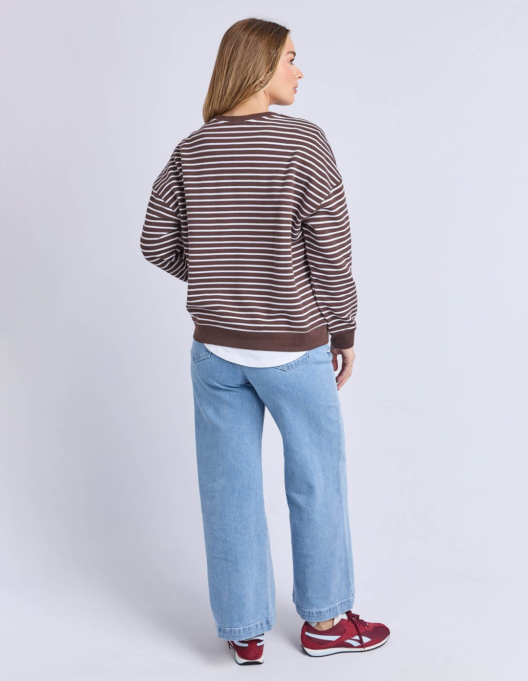 Foxwood - Original Stripe Crew Coffee / White