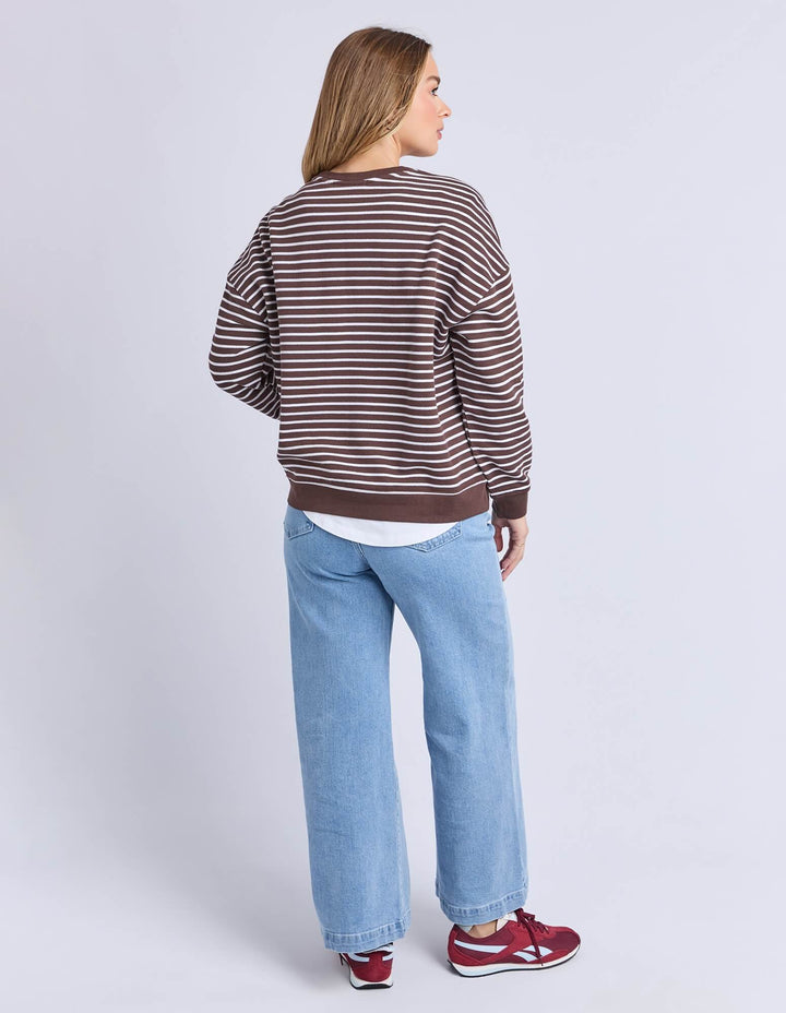 Foxwood - Original Stripe Crew Coffee / White