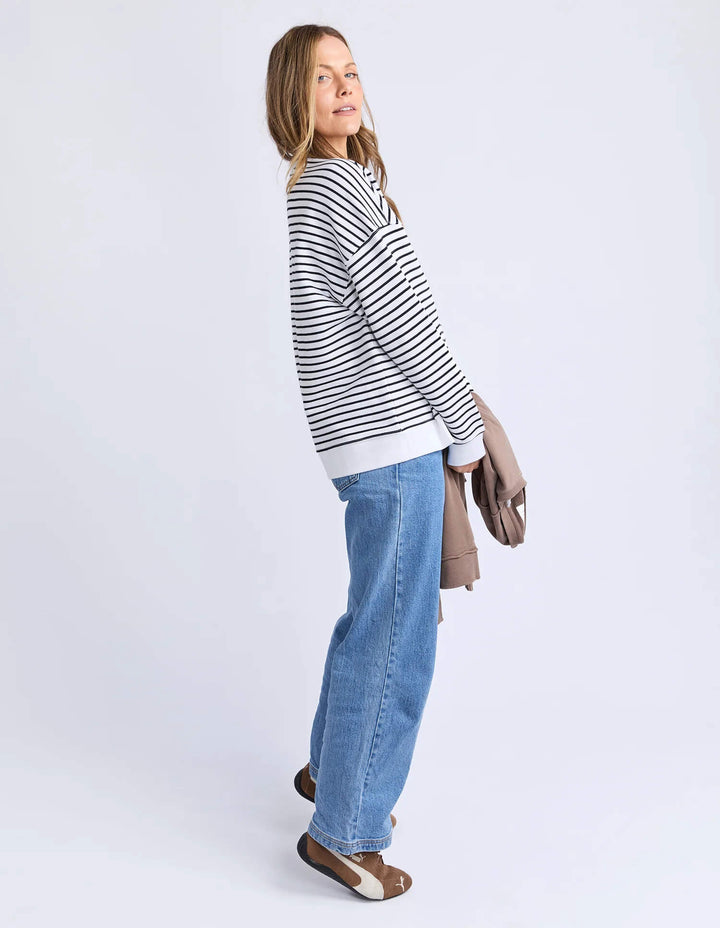 Foxwood - Original Stripe Crew White / Black
