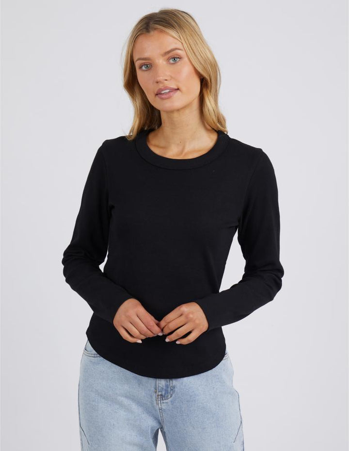 Foxwood - Scoop L/S Rib Tee Black