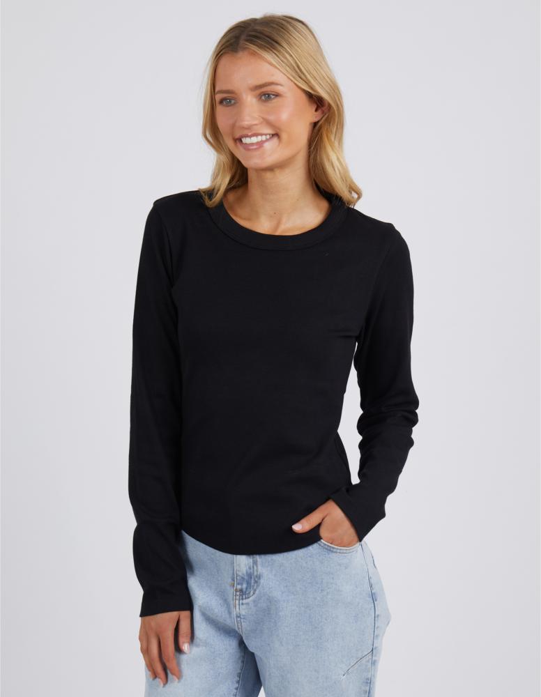 Foxwood - Scoop L/S Rib Tee Black