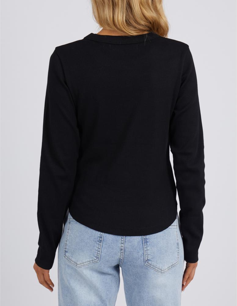 Foxwood - Scoop L/S Rib Tee Black