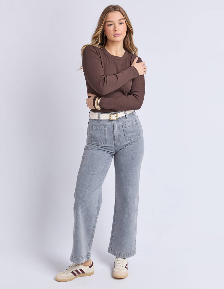 Foxwood - Scoop Long Sleeve Rib Tee Coffee