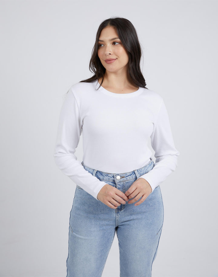 Foxwood - Scoop L/S Rib Tee White