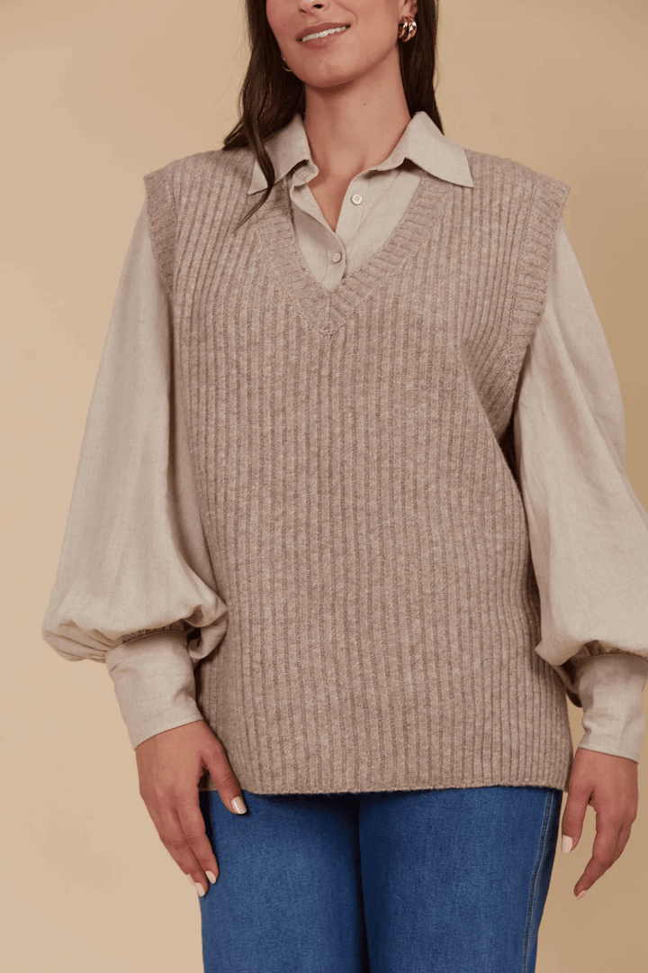 Isle Of Mine - Miru Knit Vest Taupe