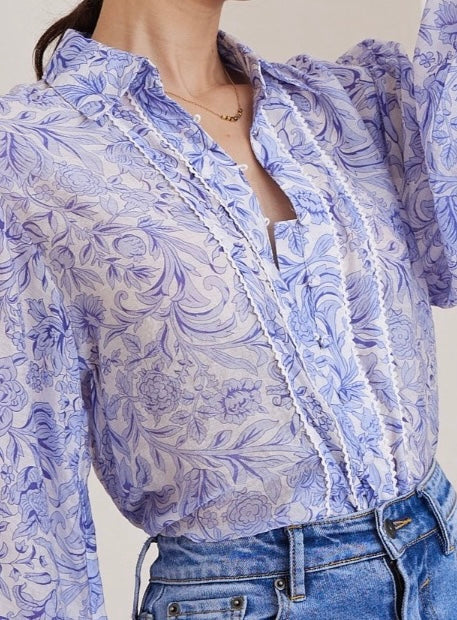 Camila Blouse Blue Floral