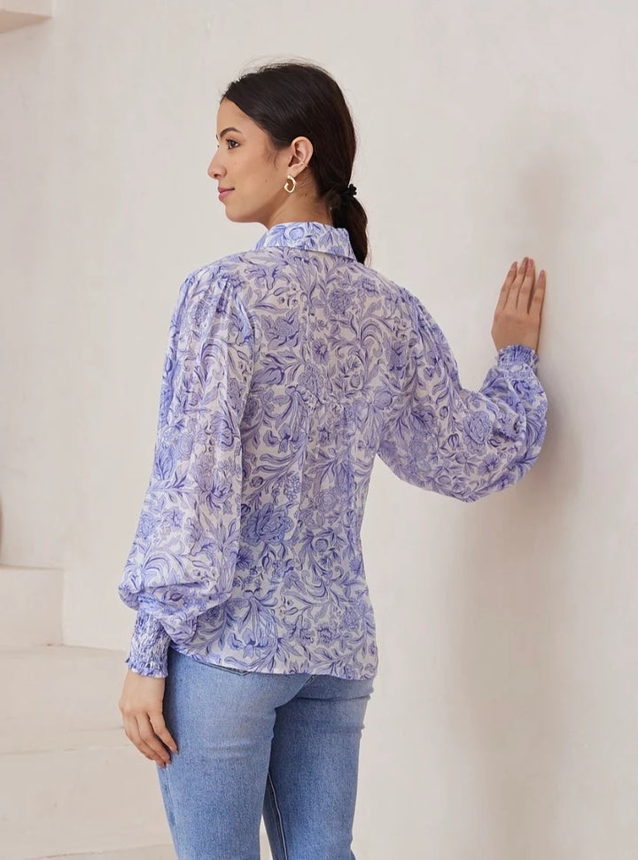 Camila Blouse Blue Floral