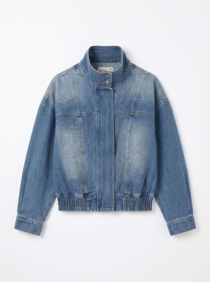 Charlotte Denim Bomber Jacket Light Blue