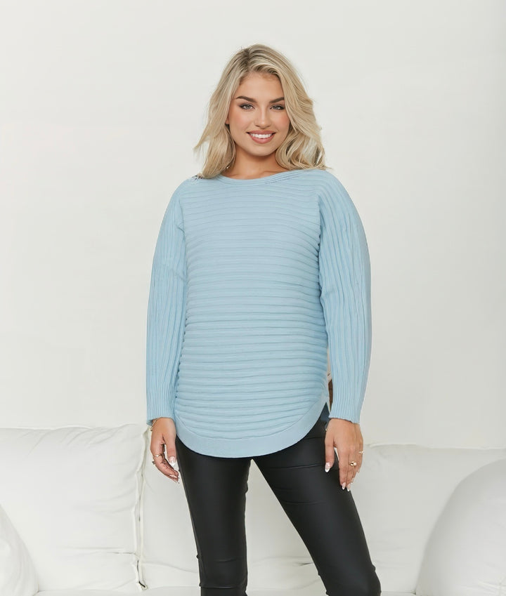 Darcy Ribbed Knit Light Blue