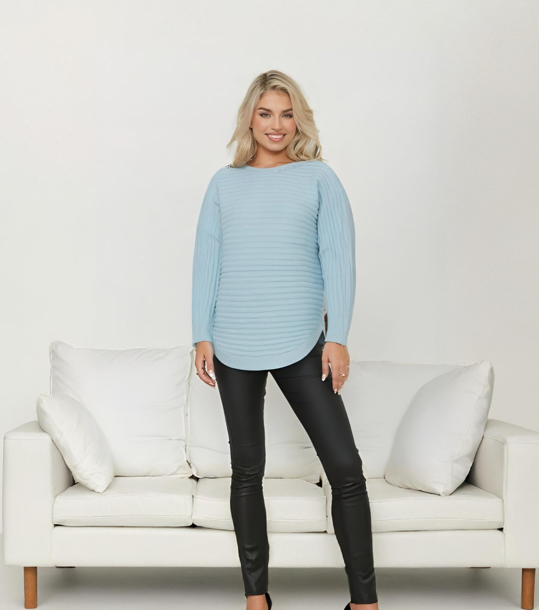 Darcy Ribbed Knit Light Blue