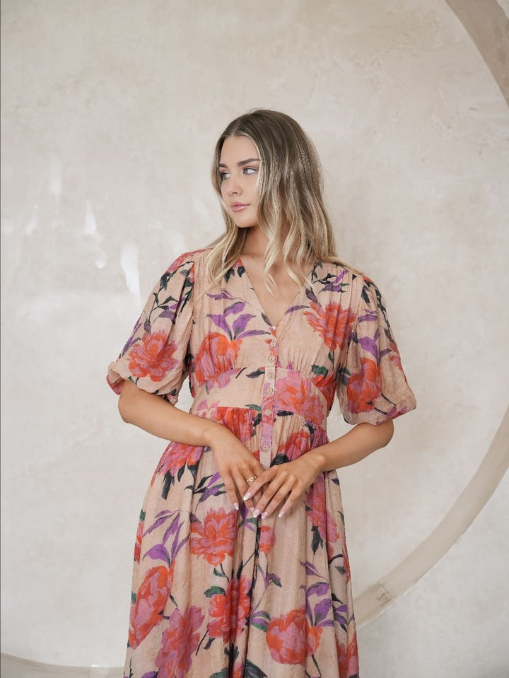 Darcy Midi Dress Pink Floral