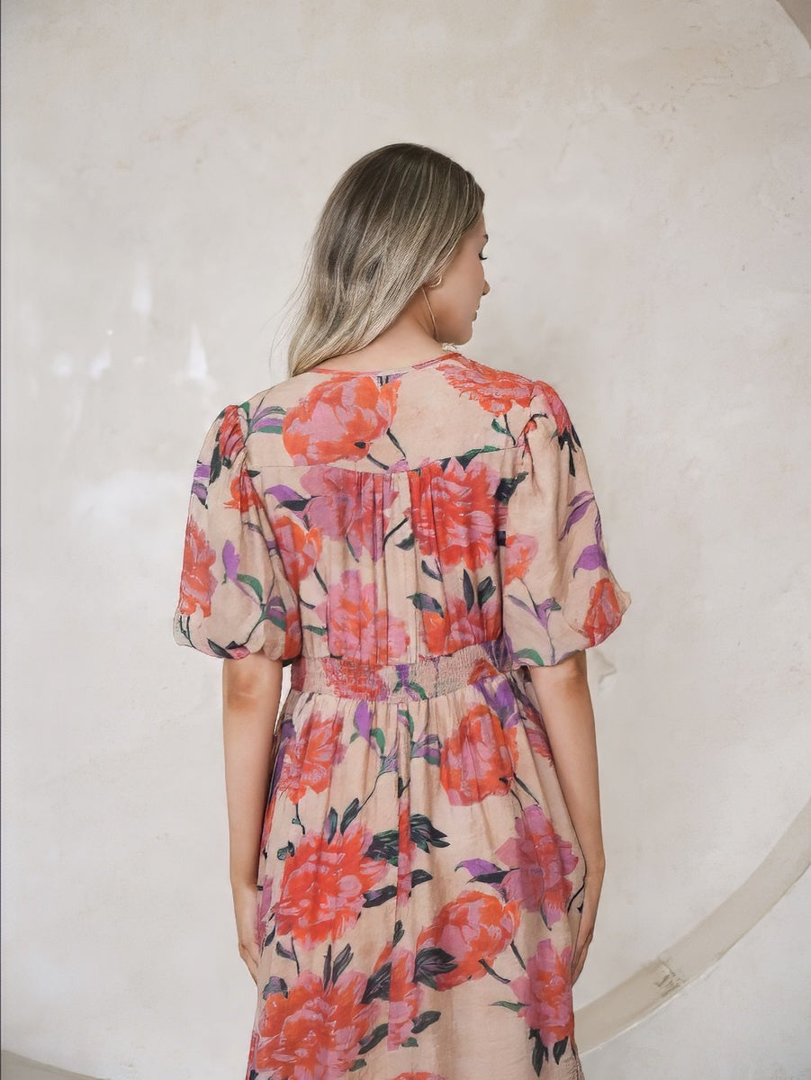 Darcy Midi Dress Pink Floral