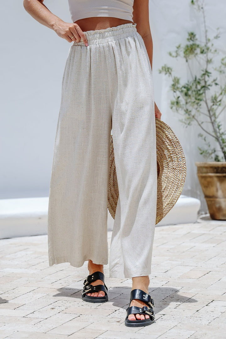 Ellie Wide Leg Linen Pant Natural