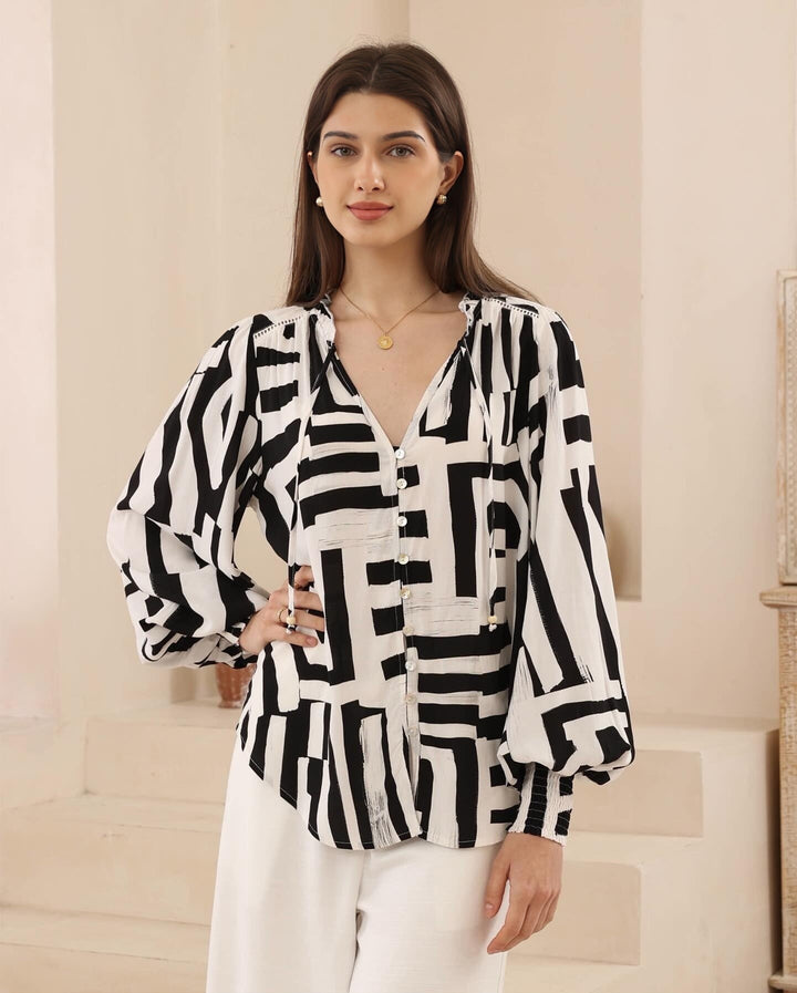 Juliet Blouse White / Black