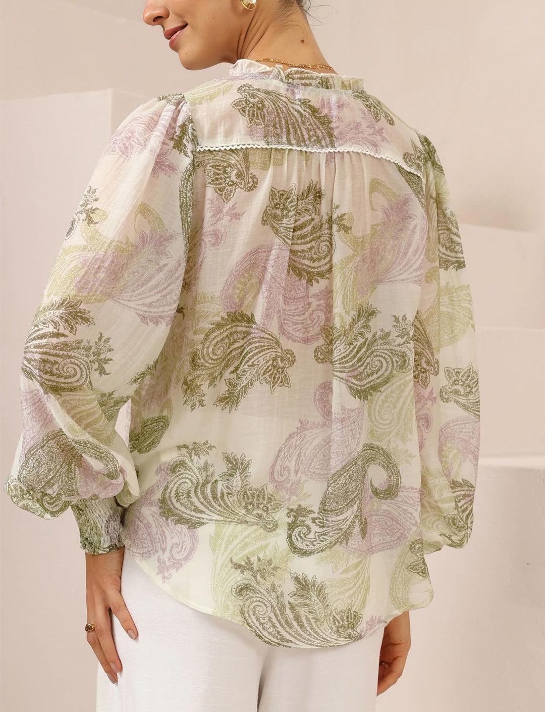 Juliet Blouse Green Print