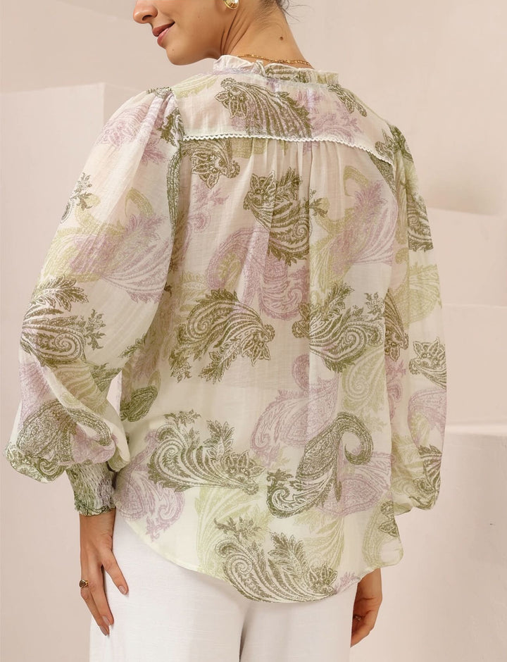 Juliet Blouse Green Print