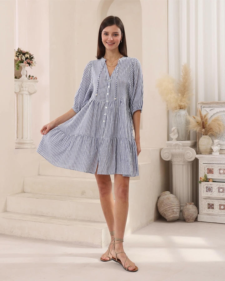 Mia Babydoll Dress Blue / White Stripe