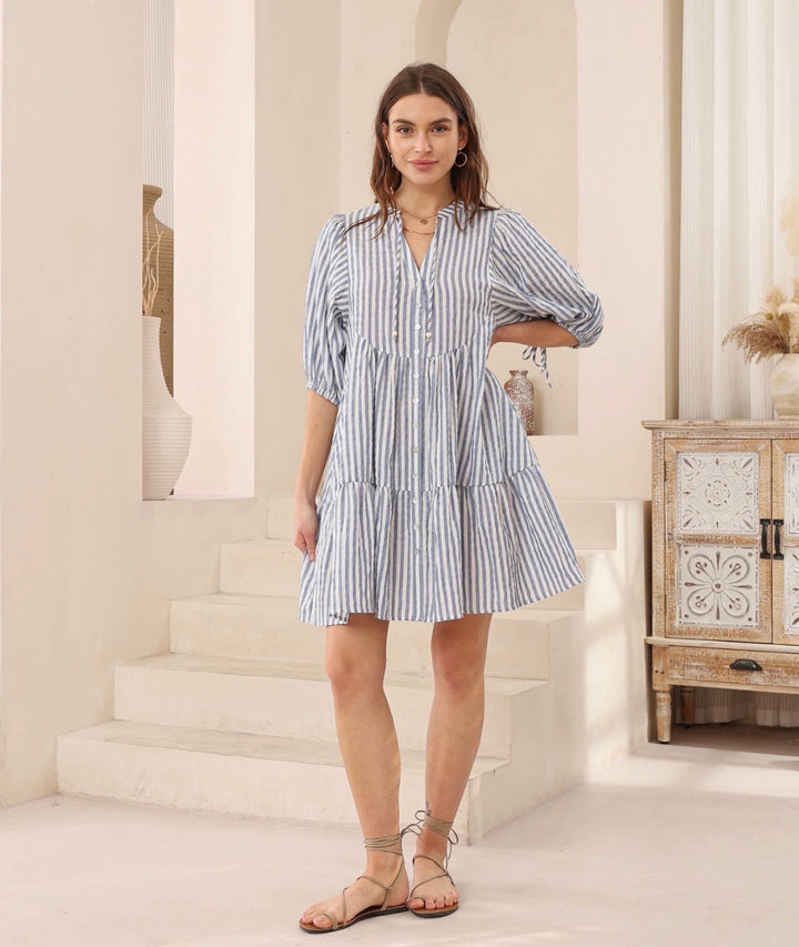 Mia Babydoll Dress Blue / White Stripe