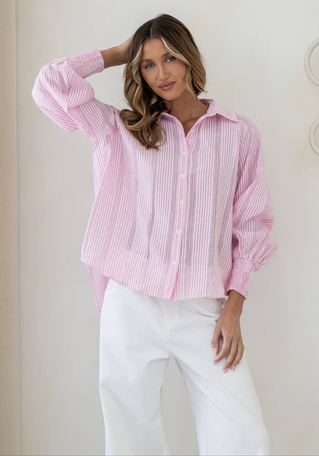 Portsea Blouse Pink / White Stripe