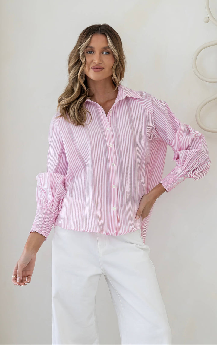 Portsea Blouse Pink / White Stripe