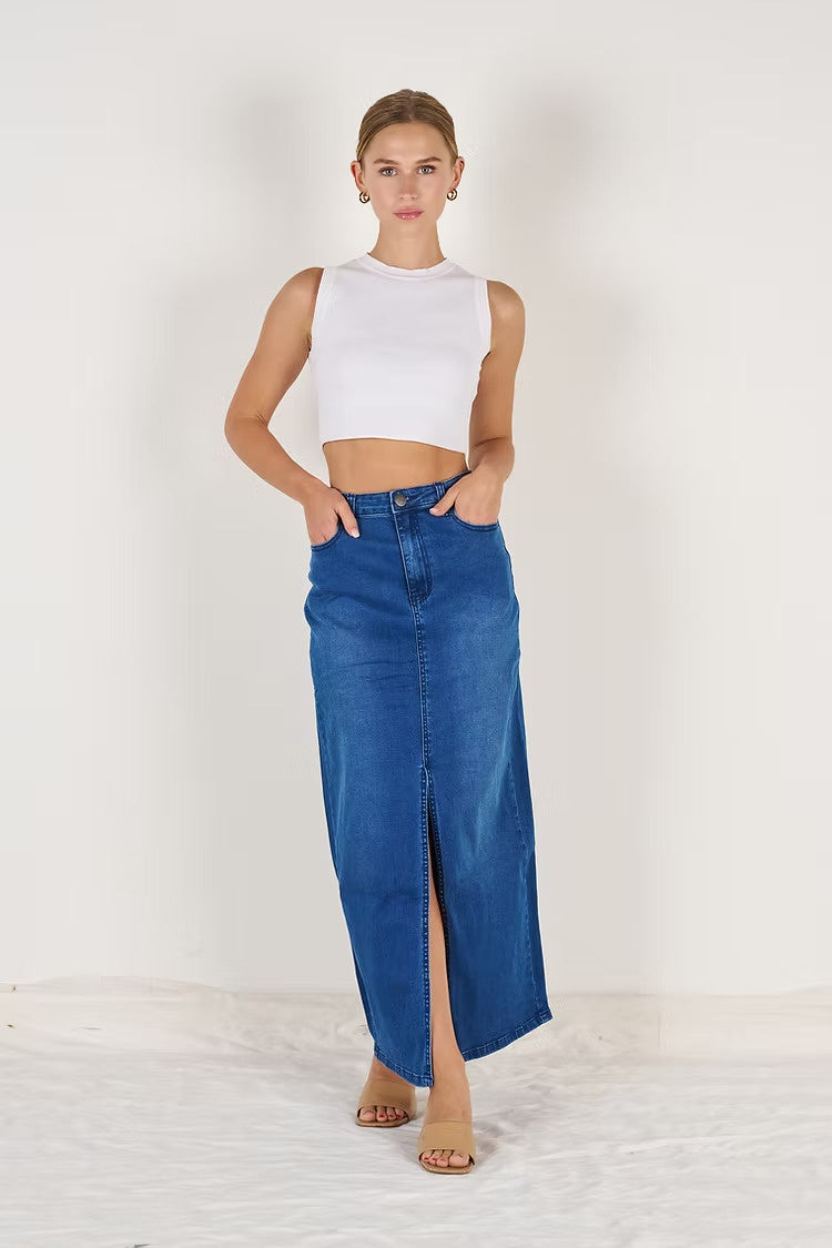 Sadie Denim Skirt Dark Blue