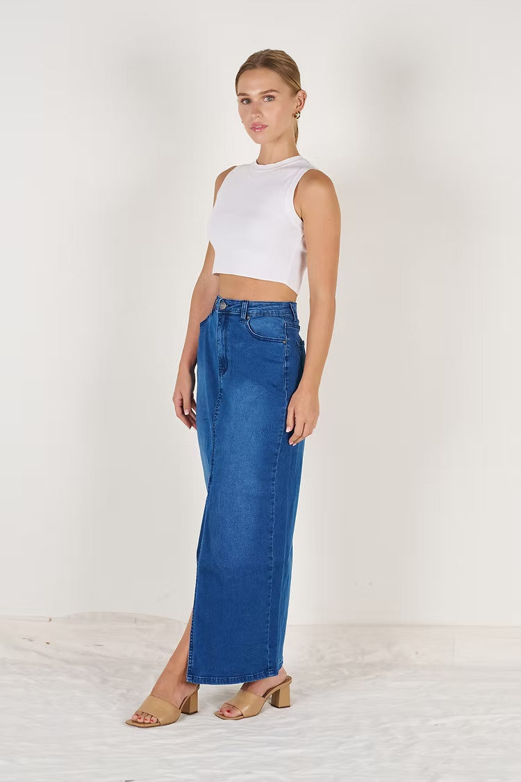 Sadie Denim Skirt Dark Blue