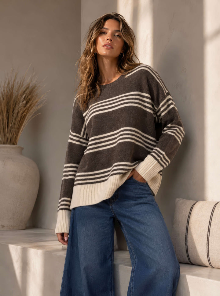 Stanford Knit Chocolate / Latte Stripe