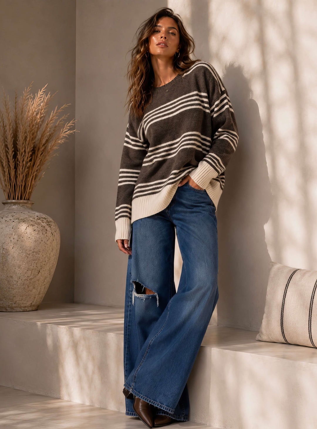 Stanford Knit Chocolate / Latte Stripe