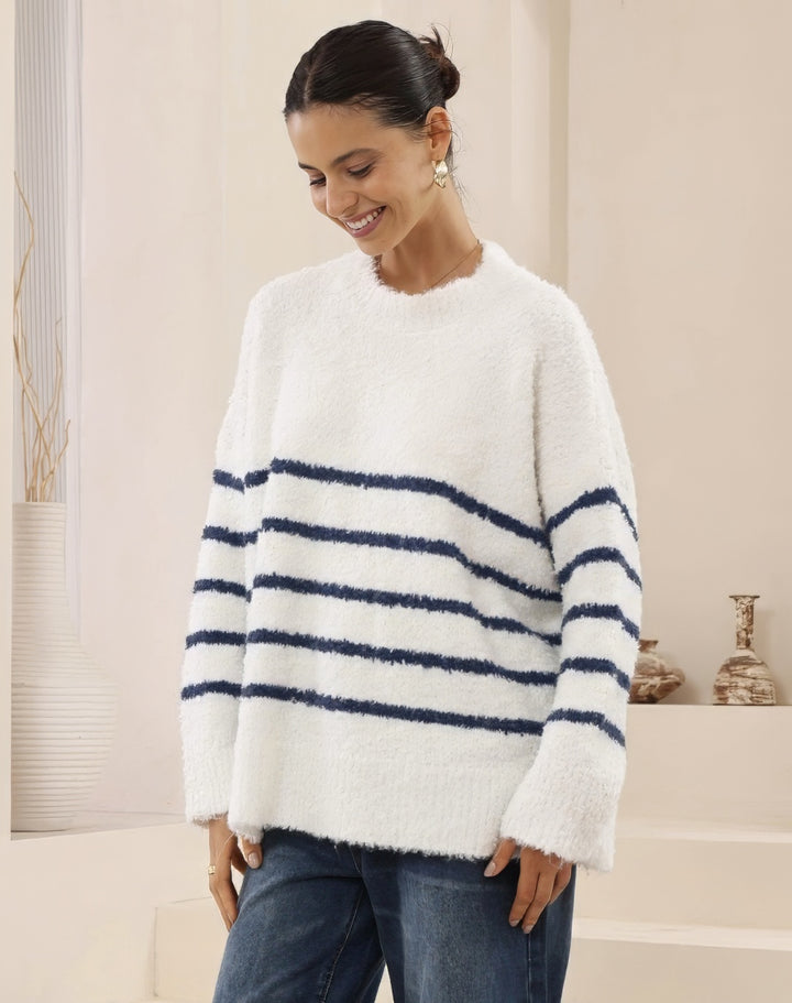 Steph Knit White / Navy