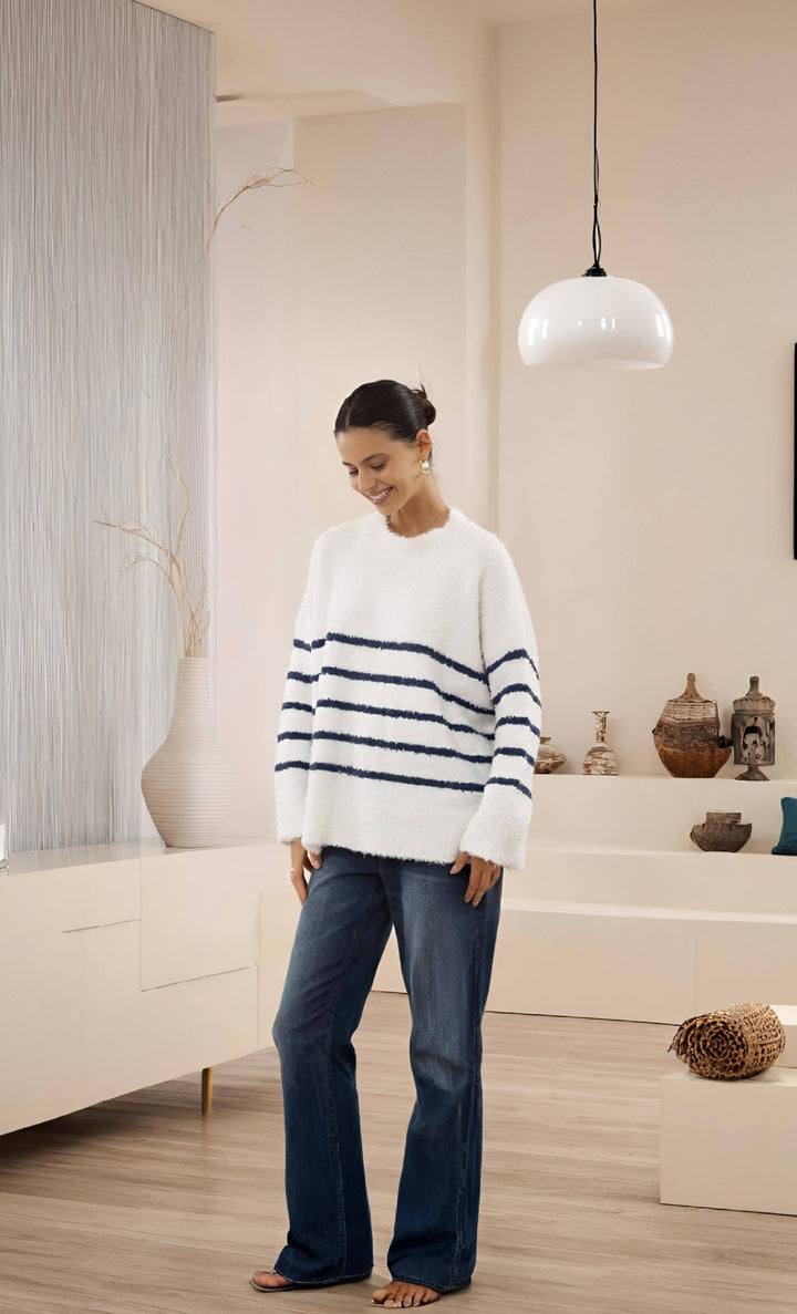 Steph Knit White / Navy