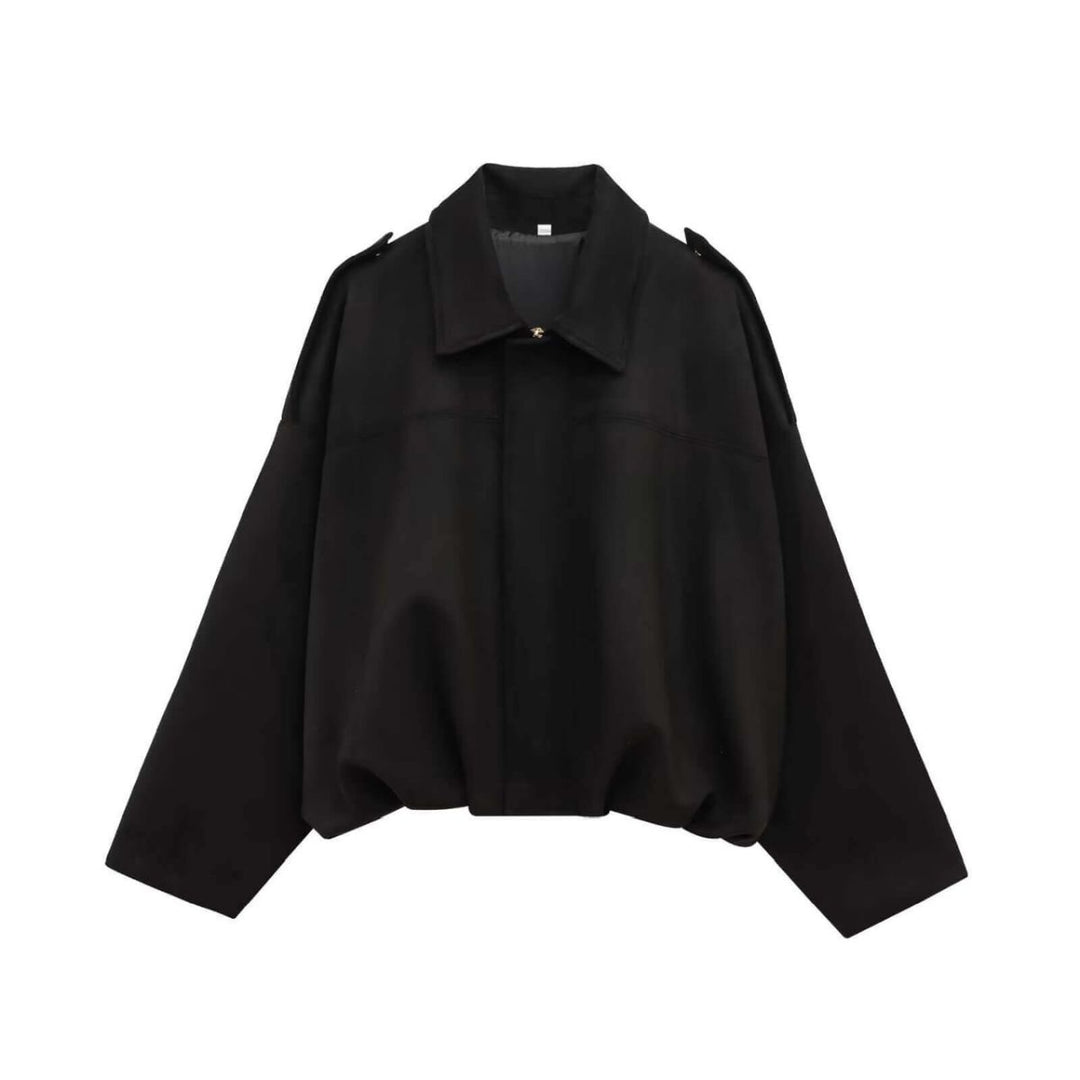 Zara Suede Bomber Jacket Black