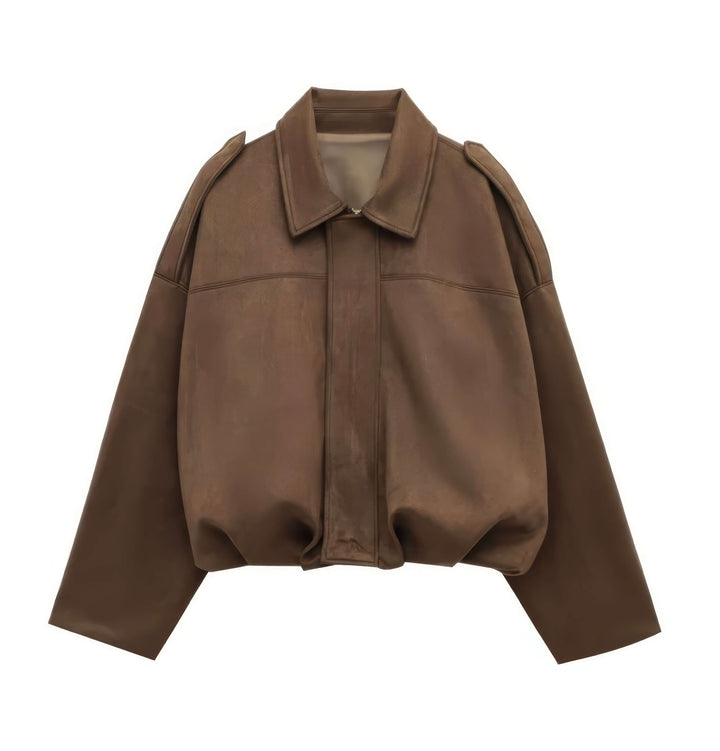 Zara Suede Bomber Jacket Mocha