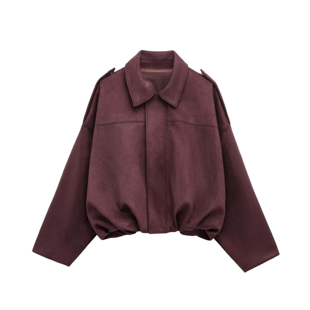 Zara Suede Bomber Jacket Wine
