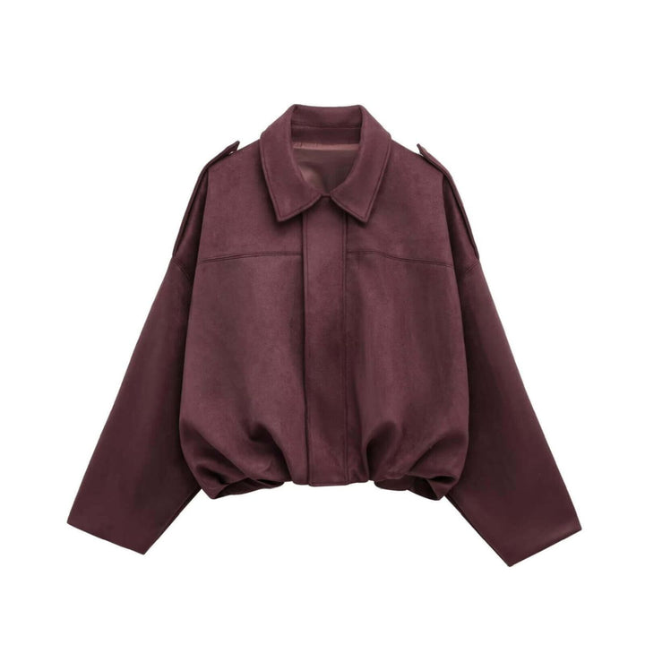 Zara Suede Bomber Jacket Wine