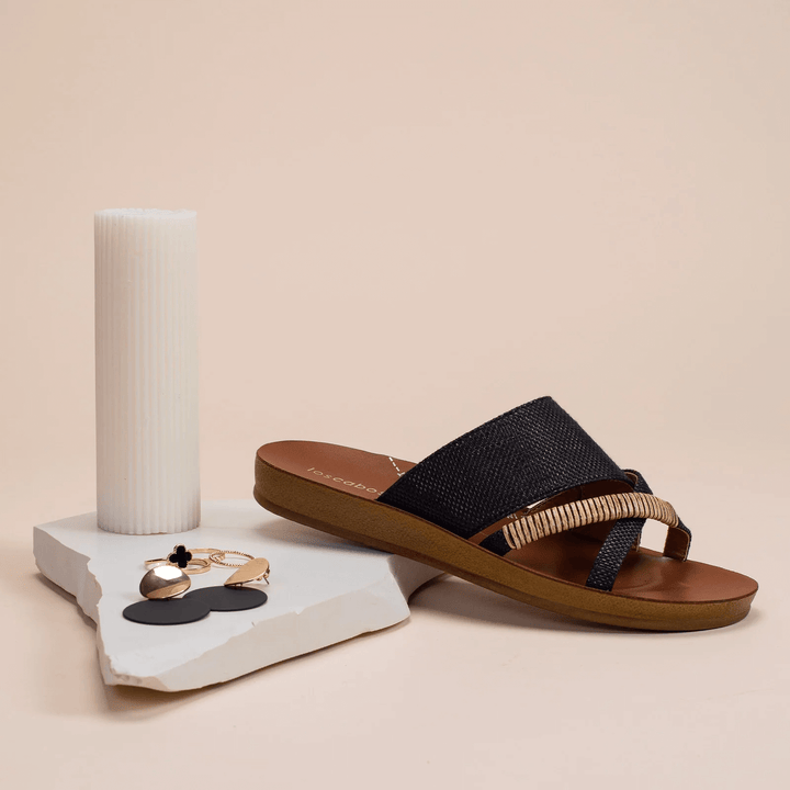 Los Cabos - Bride Slide Black Raffia