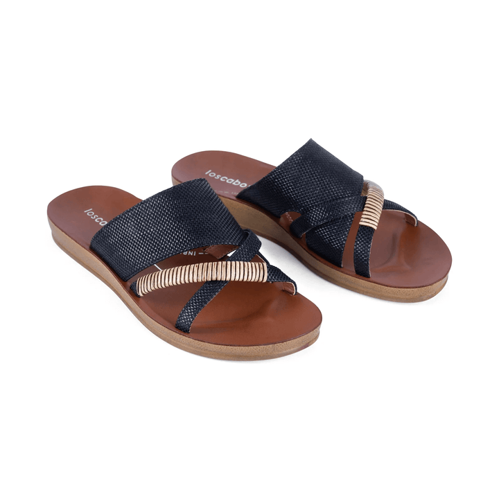 Los Cabos - Bride Slide Black Raffia