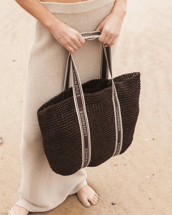 Louenhide - Bali Beach Bag Chocolate Raffia