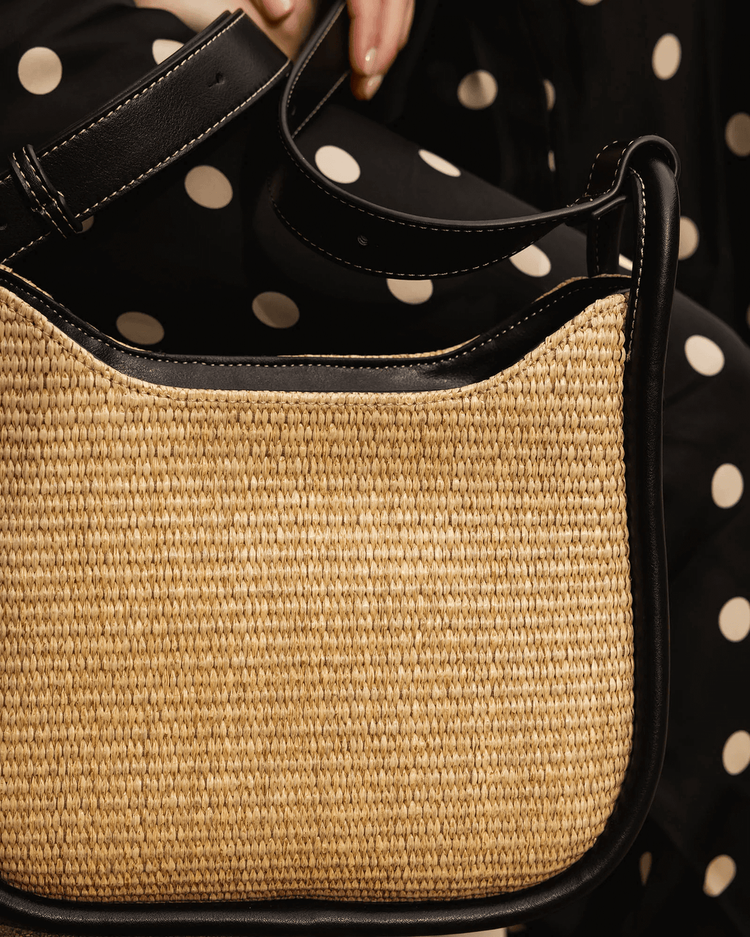 Louenhide - Clare Shoulder Bag Raffia / Black