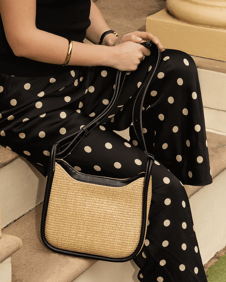 Louenhide - Clare Shoulder Bag Raffia / Black