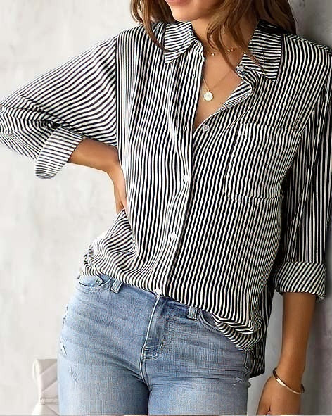 Laura Striped Shirt Black / White