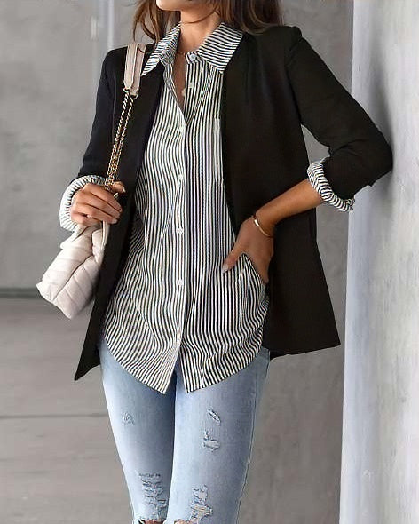 Laura Striped Shirt Black / White
