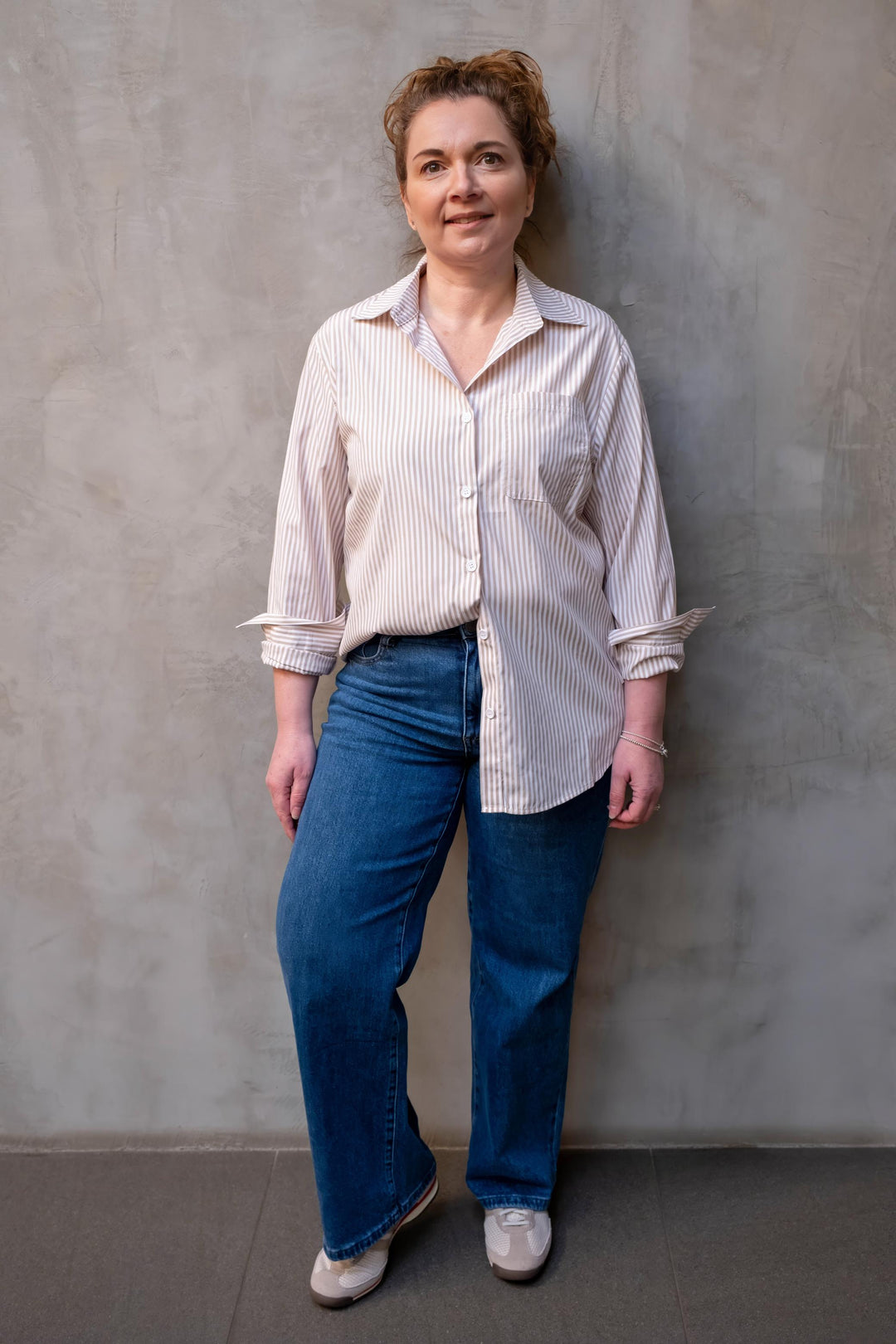 Laura Striped Shirt Beige / White